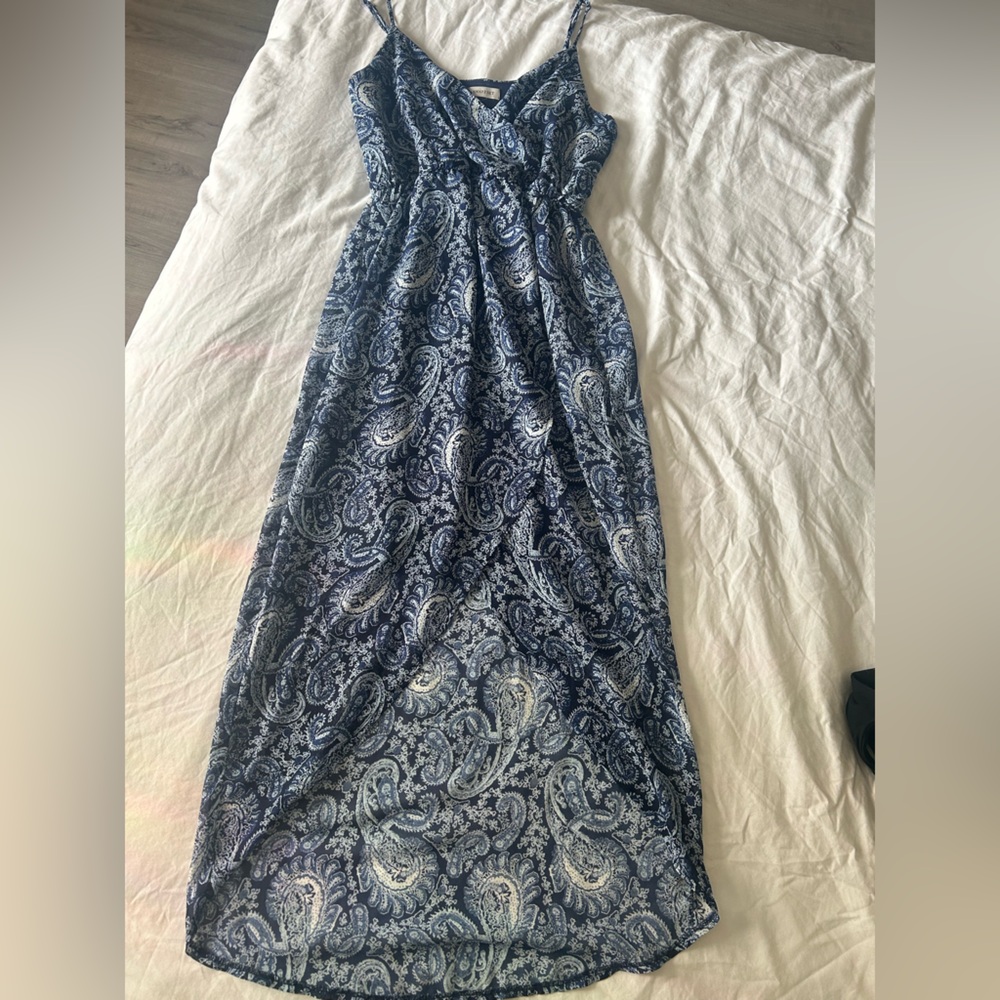 Blue paisley high low dress